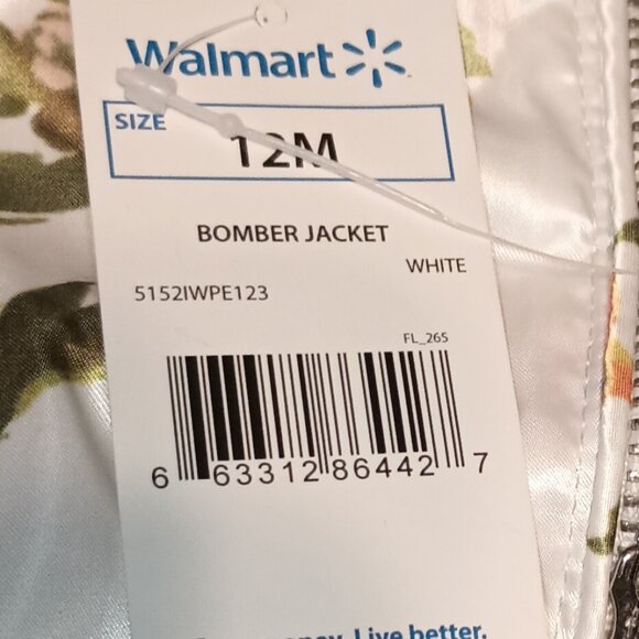 NEW Urban Republic Toddler Girls Sateen Bomber Jacket White Floral Size 12 Month - Picture 7 of 7